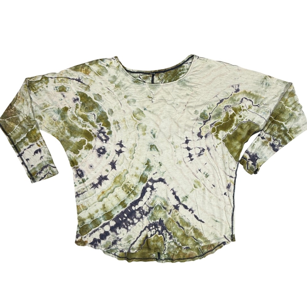 Lululemon Back in Action Top Womens 8/10 Green Tie Dye Long Sleeve CUSTOM